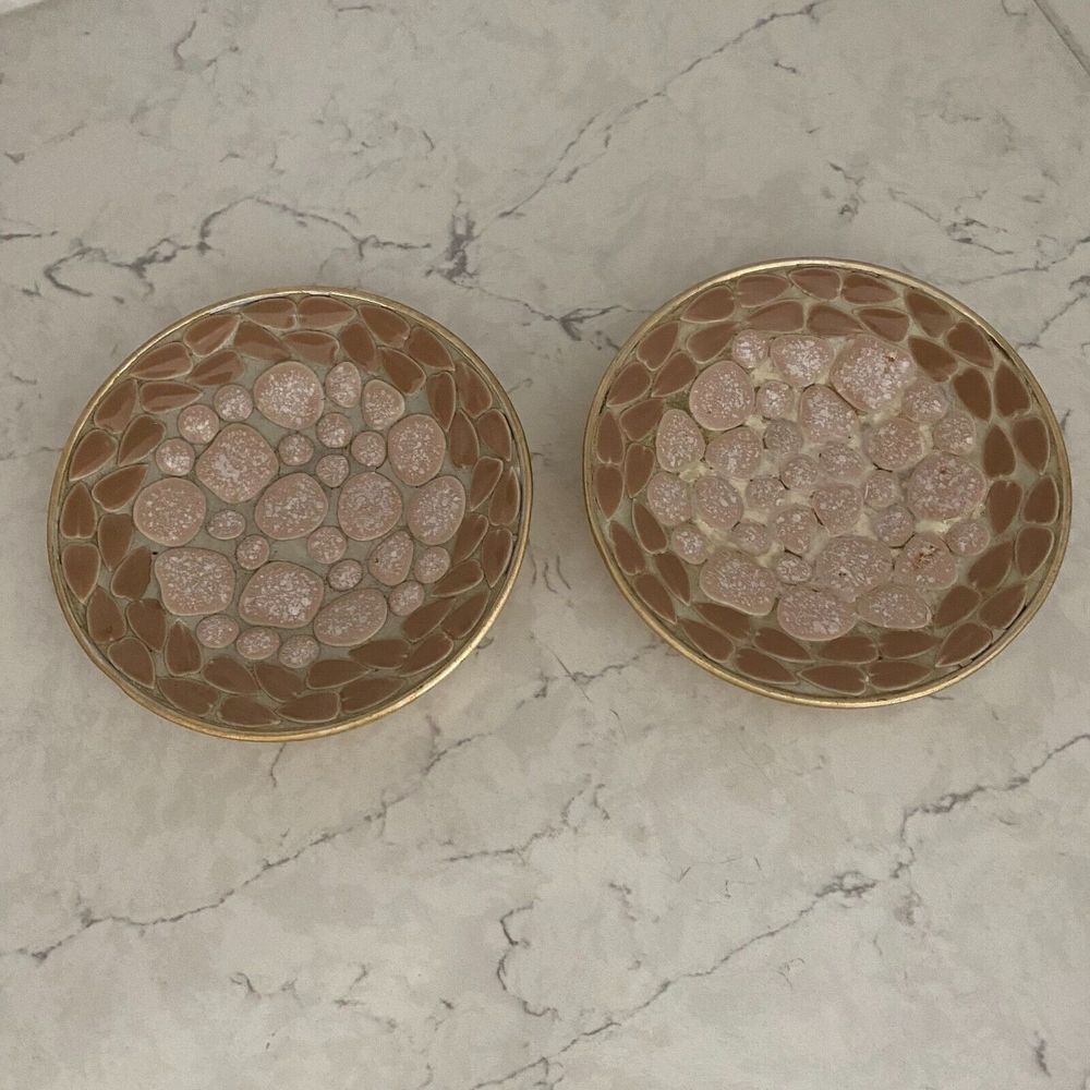 Vintage Finest Nevco Stones‎ Mosaic Pebbles Pattern Decorative Plate - Set of 2